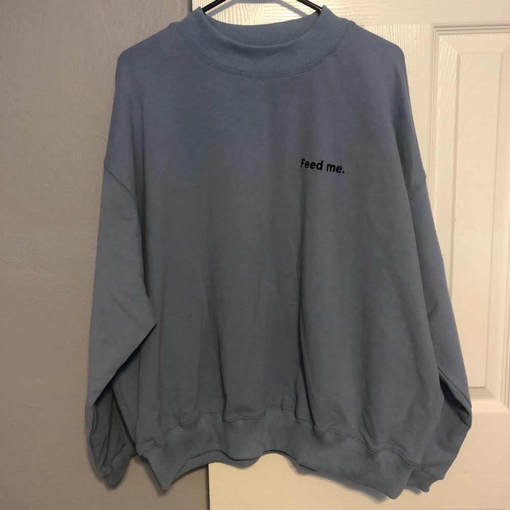 Kittenish Feed Me Sky Blue Sweatshirt